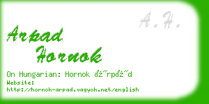 arpad hornok business card